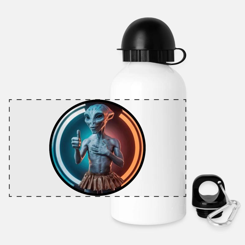 Extraterrestre éveillé - Gourde panoramique avec couvercle 500 ml - blanc
