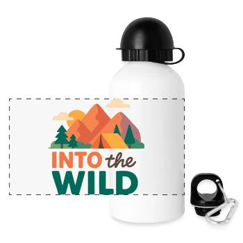 Montagnes et forêt nature sauvage - Gourde panoramique avec couvercle 500 ml - blanc - Devant