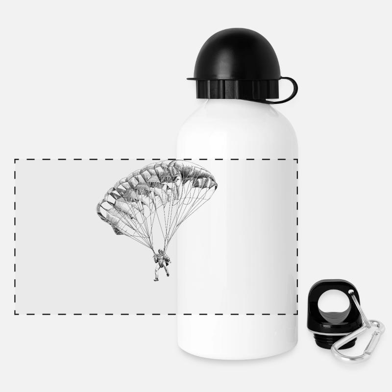 Fallschirm - Panorama Trinkflasche mit Deckel 500 ml - Weiß