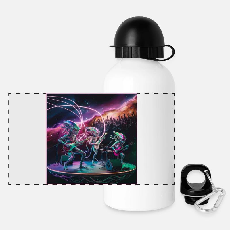 Galactic Alien Band Konzert T-Shirt - Panorama Trinkflasche mit Deckel 500 ml - Weiß