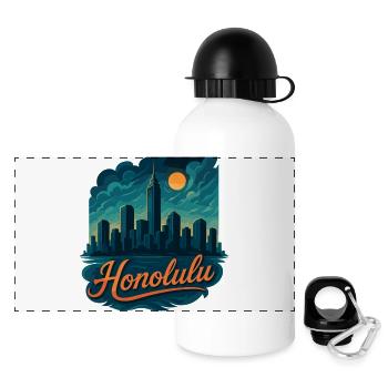 Honolulu Waikiki Hauptstadt Hawaii Aloha Geschenk - Panorama Trinkflasche mit Deckel 500 ml - Weiß - Vorne