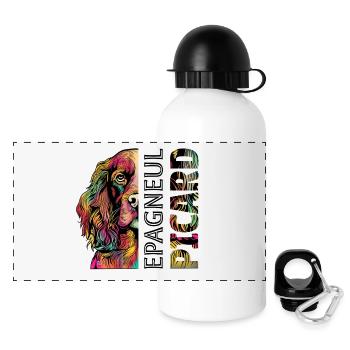 Epagneul coloré Picard - Gourde panoramique avec couvercle 500 ml - blanc - Devant
