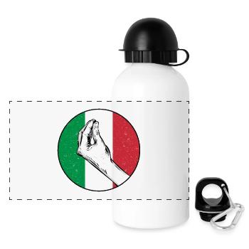 Italienische Handgeste Italien Italiener Retro - Panorama Trinkflasche mit Deckel 500 ml - Weiß - Vorne
