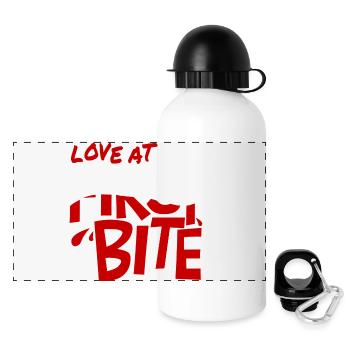 Liebe auf den ersten Biss - Panorama Trinkflasche mit Deckel 500 ml - Weiß - Vorne