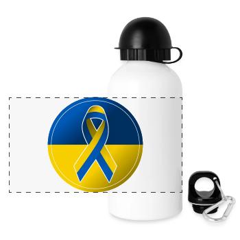 Solidarity Peace Ukraine Demonstration - Panoramic Thermal Bottle with Lid 500 ml - white - Front