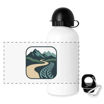 Mountain trail with rail and path design - Panoramic Thermal Bottle with Lid 500 ml - white - Front