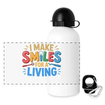 Dentalkeramik Artistik - Panorama Trinkflasche mit Deckel 500 ml - Weiß - Vorne