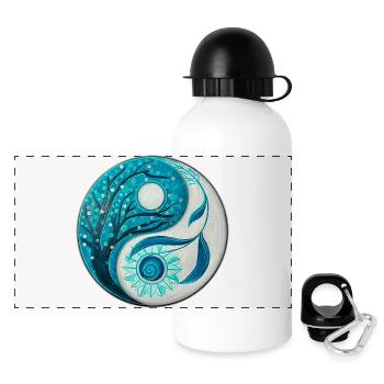 Yin Yang avec arbre et spirale - Gourde panoramique avec couvercle 500 ml - blanc - Devant