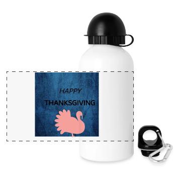 Happy Thanksgiving Turquie Chemise Drôle de dinde T-sh - Gourde panoramique avec couvercle 500 ml - blanc - Devant