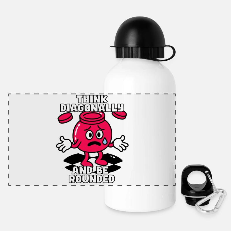 Think Diagonally, Be a Checker - Panoramic Thermal Bottle with Lid 500 ml - white