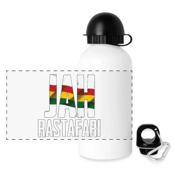 Lettrage Jah Rastafari aux couleurs du drapeau - Gourde panoramique avec couvercle 500 ml - blanc - Devant