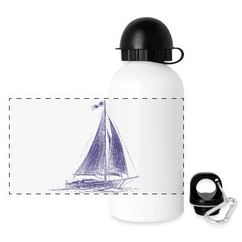 Segelboot Skizze – Klassische Maritime Blaupause - Panorama Trinkflasche mit Deckel 500 ml - Weiß - Vorne