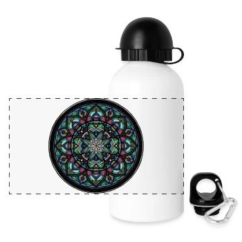 Mandala Farbkreis Zentrum - Panorama Trinkflasche mit Deckel 500 ml - Weiß - Vorne