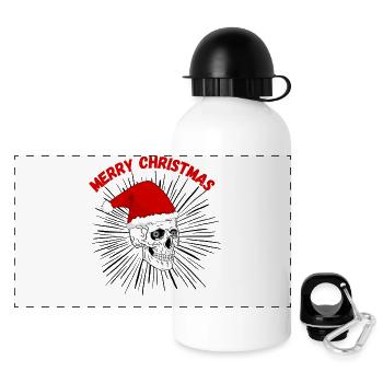 Crâne de Noël au bonnet rouge gothique - Gourde panoramique avec couvercle 500 ml - blanc - Devant