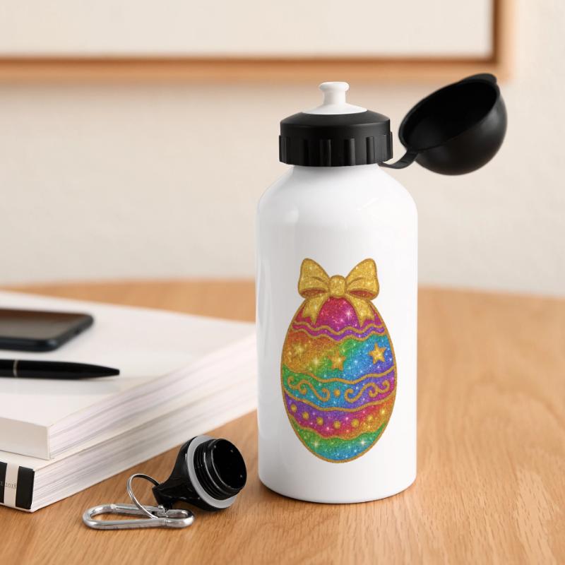Rainbow Glitter Egg with Bow Panoramic Thermal Bottle with Lid 500 ml