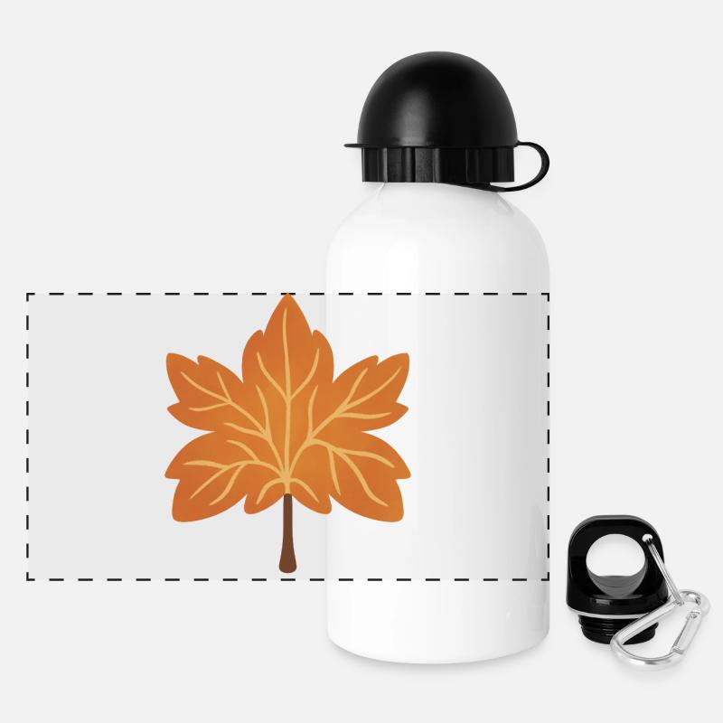 Herbstliche Ahornblatt-Silhouette - Panorama Trinkflasche mit Deckel 500 ml - Weiß