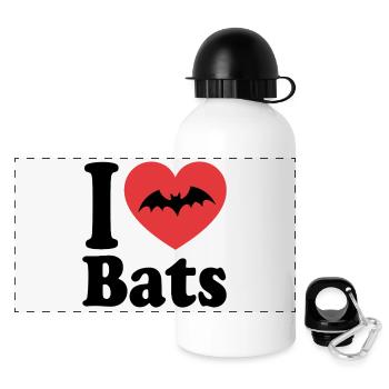 I Love Bats – Bat Lover - Panoramic Thermal Bottle with Lid 500 ml - white - Front