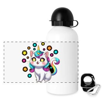 Adorable cat unicorn unicorn kawaii stars - Panoramic Thermal Bottle with Lid 500 ml - white - Front
