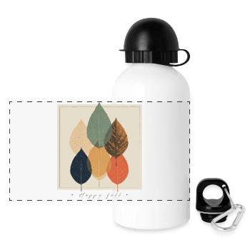 Herbstblatt-Mosaik: Retro-Palette - Panorama Trinkflasche mit Deckel 500 ml - Weiß - Vorne