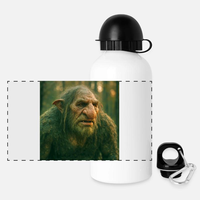 Norse mythology, creature, troll - Panoramic Thermal Bottle with Lid 500 ml - white