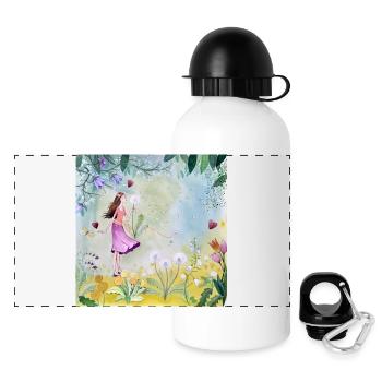 Elf in the kingdom of flowers - Panoramic Thermal Bottle with Lid 500 ml - white - Front
