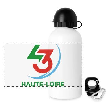 Emblème 43 Haute Loire - Gourde panoramique avec couvercle 500 ml - blanc - Devant