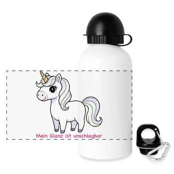 Pastell Einhorn Glanz - Panorama Trinkflasche mit Deckel 500 ml - Weiß - Vorne