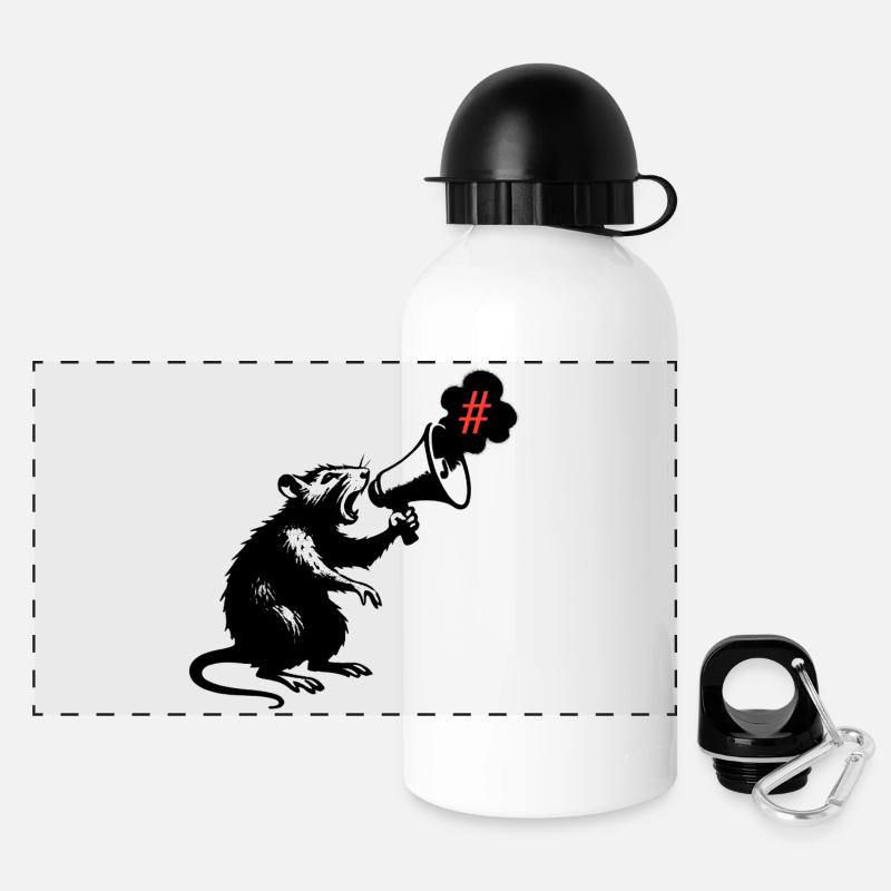 Rat makes stink | Street Art Stencil Style - Panoramic Thermal Bottle with Lid 500 ml - white