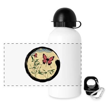 Japanese Butterfly - Panorama Trinkflasche mit Deckel 500 ml - Weiß - Vorne