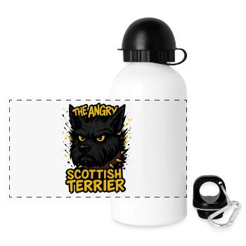 The Angry Scottish Terrier - Panoramic Thermal Bottle with Lid 500 ml - white - Front