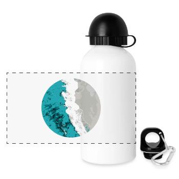 Split Earth Teal Moon - Panoramic Thermal Bottle with Lid 500 ml - white - Front