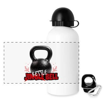 Jingle Bell - Kettlebell - Panorama Trinkflasche mit Deckel 500 ml - Weiß - Vorne