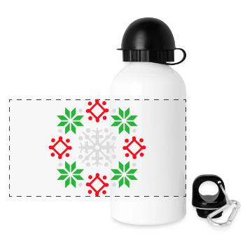 flocons de neige motif Noël pull neige - Gourde panoramique avec couvercle 500 ml - blanc - Devant