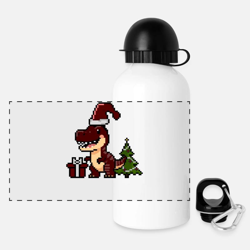 Pixel Dino Christmas Dino - Panoramic Thermal Bottle with Lid 500 ml - white