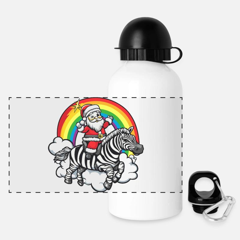 Zebra Santa Claus Christmas - Panoramic Thermal Bottle with Lid 500 ml - white