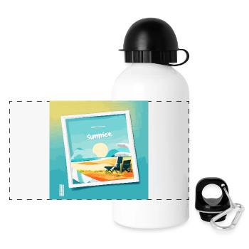 L’été à la plage - Gourde panoramique avec couvercle 500 ml - blanc - Devant