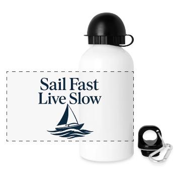 Nautic Design Sail Fast Live Slow Sailboat - Panoramic Thermal Bottle with Lid 500 ml - white - Front
