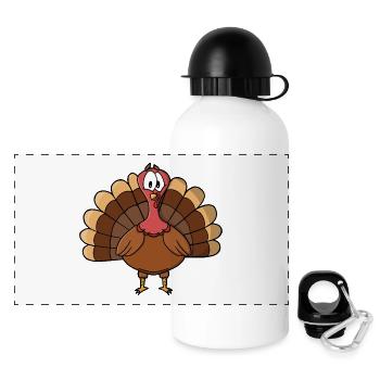 Turkey with Wide Tail - Panoramic Thermal Bottle with Lid 500 ml - white - Front