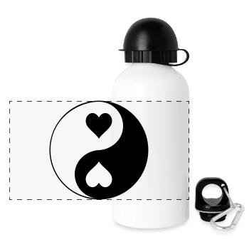 Contraste YinYang du cœur - Gourde panoramique avec couvercle 500 ml - blanc - Devant