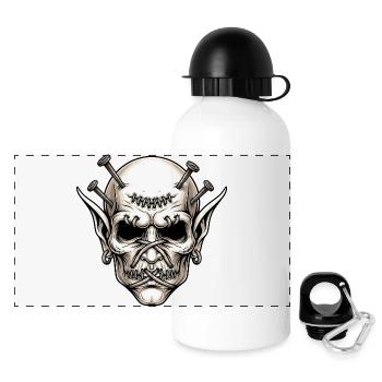 Gruseliger Dämon Halloween Monster Horror Kreatur - Panorama Trinkflasche mit Deckel 500 ml - Weiß - Vorne