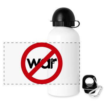 Stop War – Für Frieden & Freiheit - Panorama Trinkflasche mit Deckel 500 ml - Weiß - Vorne