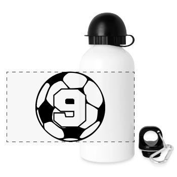 Nummer 9 Fußball - 9. Jubiläum - Panorama Trinkflasche mit Deckel 500 ml - Weiß - Vorne