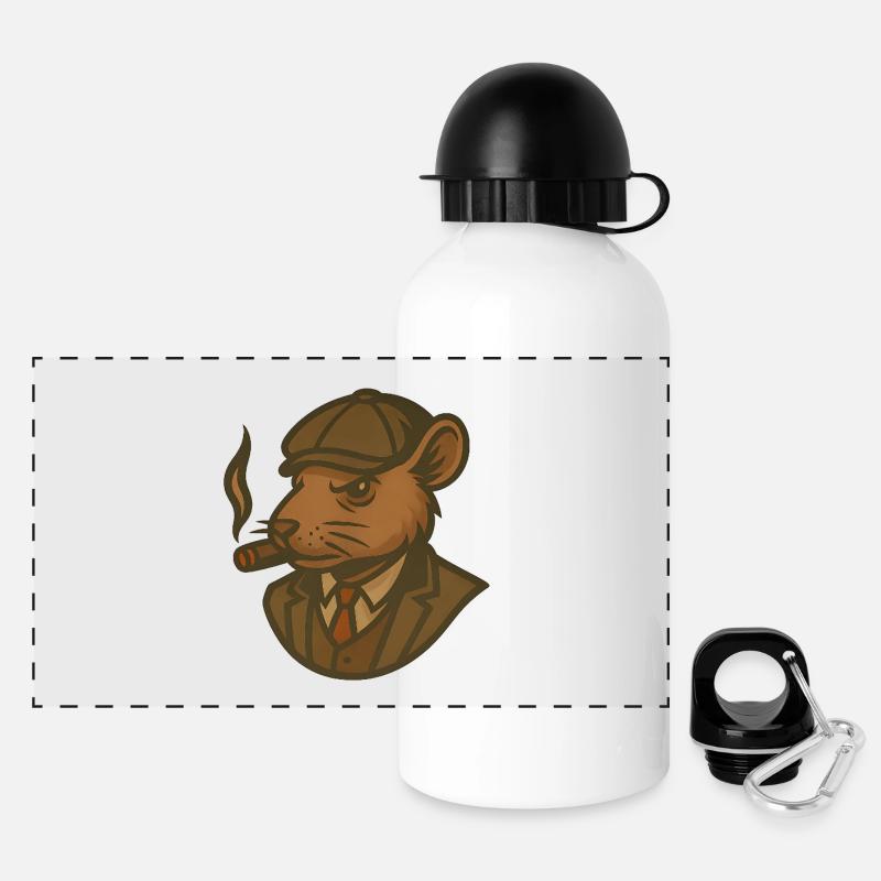 Rat in suit with cigar - Panoramic Thermal Bottle with Lid 500 ml - white