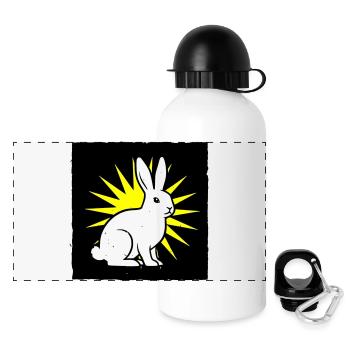 Cool bunny in punk rock & pop art style - Panoramic Thermal Bottle with Lid 500 ml - white - Front
