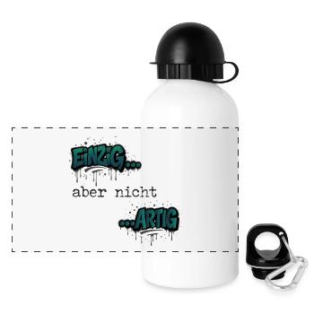 Graffiti "Unique but not nice" trend color - Panoramic Thermal Bottle with Lid 500 ml - white - Front