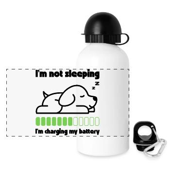 Sleeping dog recharges its battery - Panoramic Thermal Bottle with Lid 500 ml - white - Front