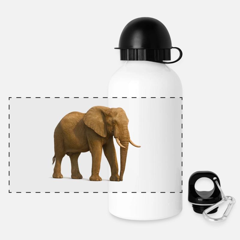 Éléphant dans des tons naturels - Gourde panoramique avec couvercle 500 ml - blanc