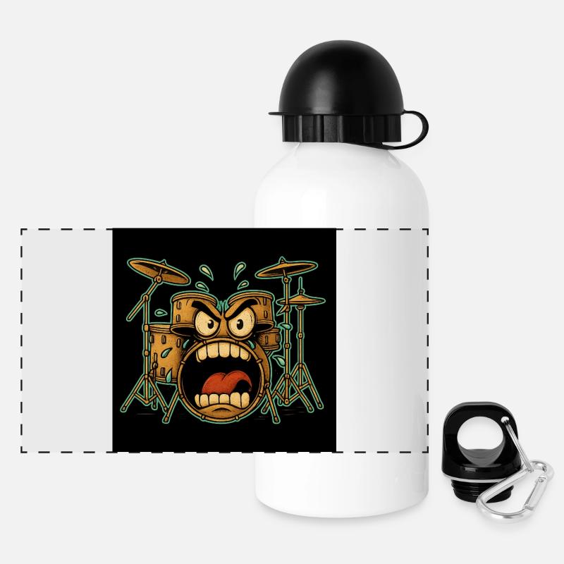 Cartoon de batterie en colère - Gourde panoramique avec couvercle 500 ml - blanc