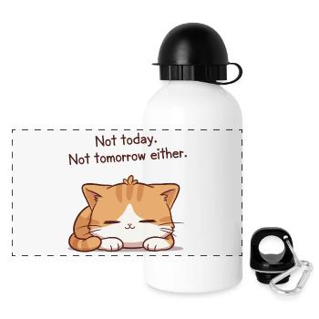 Chaton dormeur Not today Not tomorrow - Gourde panoramique avec couvercle 500 ml - blanc - Devant