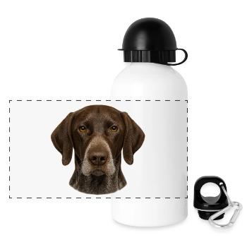 Braunes Hundegesicht Nahaufnahme - Panorama Trinkflasche mit Deckel 500 ml - Weiß - Vorne